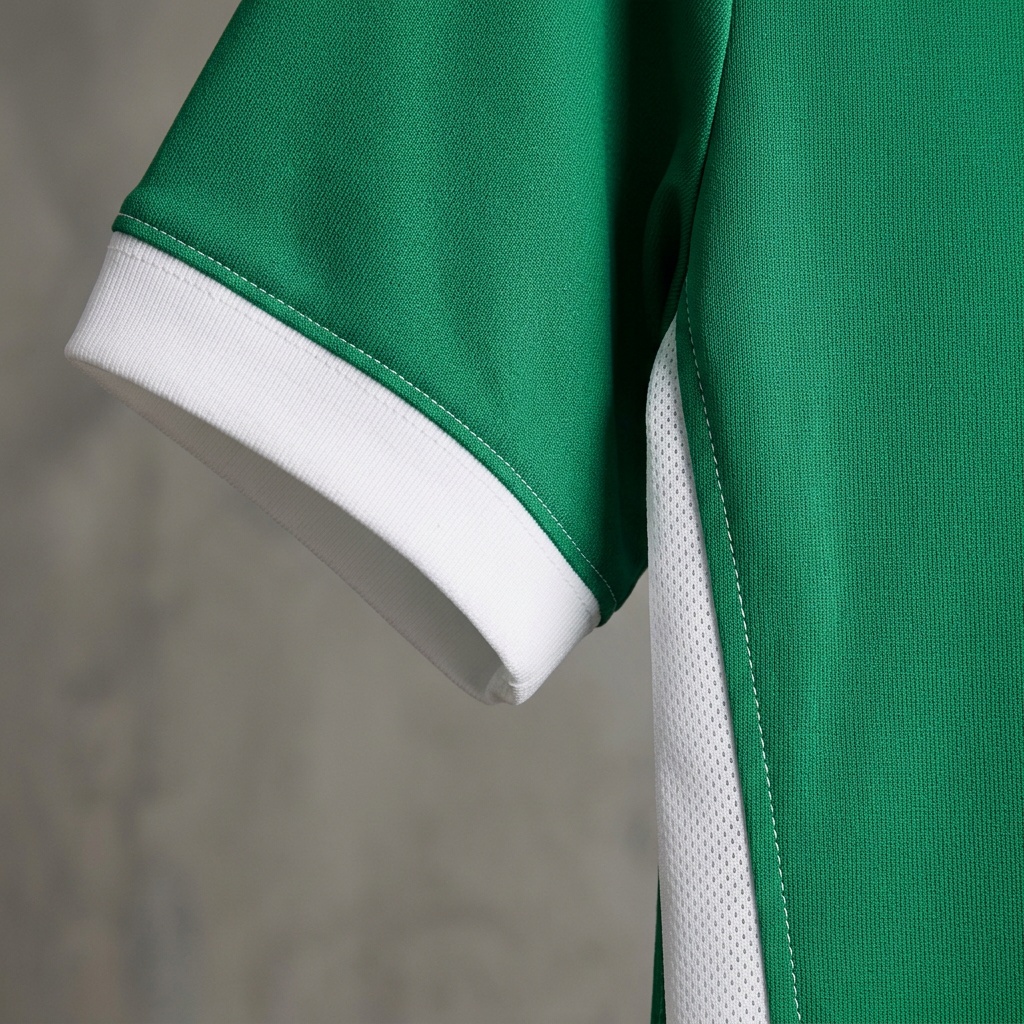 Sleeve cuff and side panel detail of the Meadow Green Away Kit